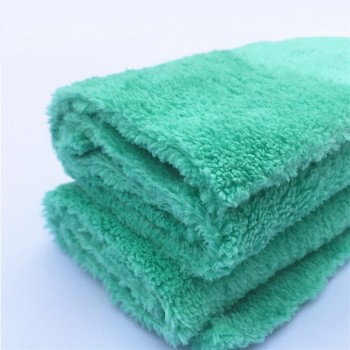 Free Shipping 10 PCS 16X16 380GSM Blueamp;Green Microfiber Edgeless Towel No Scratch Plush Cloth For Car Detailing and Dusting