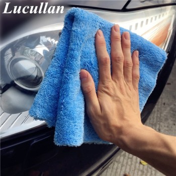 Free Shipping 10 PCS 16X16 380GSM Blueamp;Green Microfiber Edgeless Towel No Scratch Plush Cloth For Car Detailing and Dusting