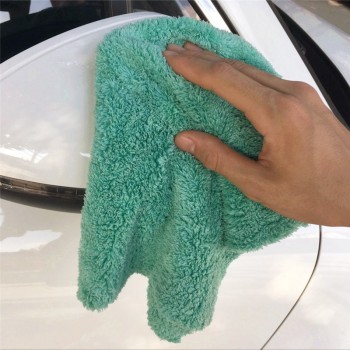 Free Shipping 10 PCS 16X16 380GSM Blueamp;Green Microfiber Edgeless Towel No Scratch Plush Cloth For Car Detailing and Dusting