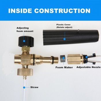 Car Wash Snow Foam Lance With Different Kinds Male Thread Adaptors Soap Foamer Gun Washer With Adjustable Nozzle Sprayer