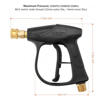 200BAR/3000PSI Pressure Electric Car Wash Gun Pressure Cleaner Gun Car Washer Water Gun M22 Metric Thread Cleaning Tools