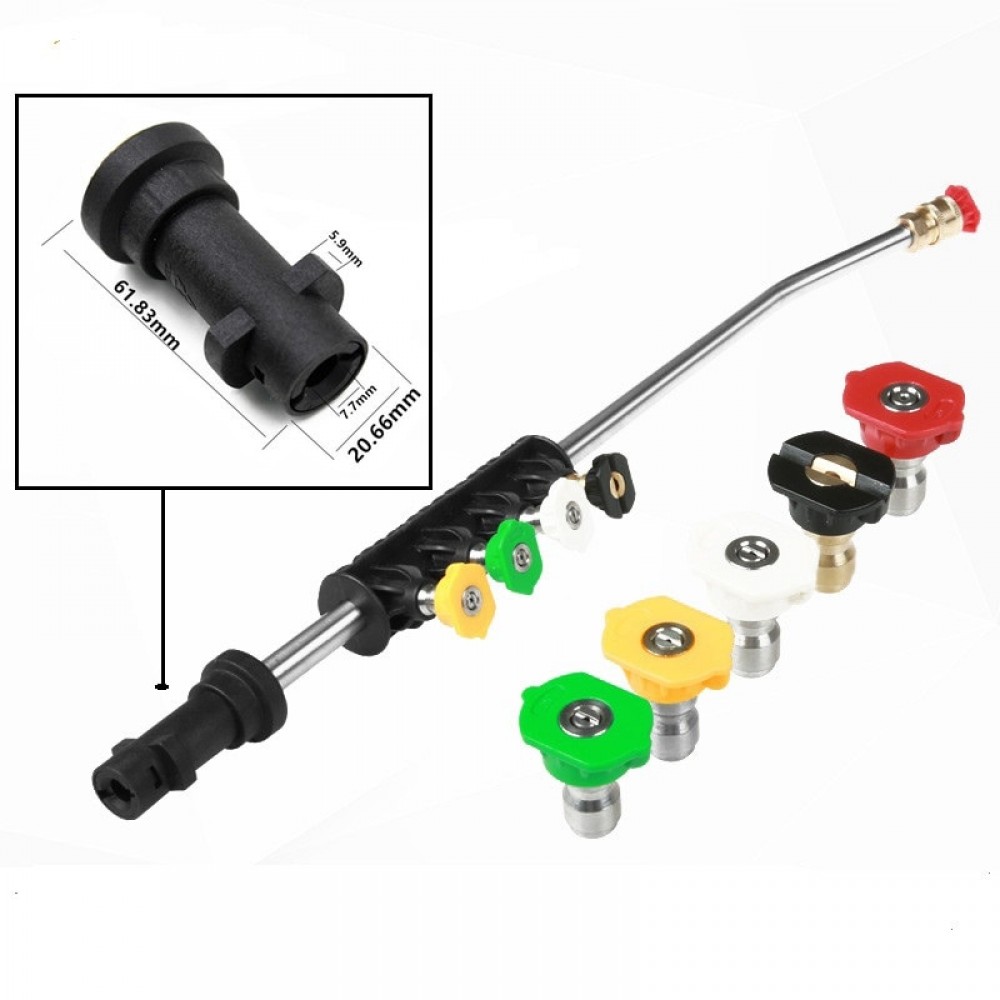 High Pressure Car Wash Gun Jet Lance For Karcher K Series With 5 Nozzle Tips Adjustable Angle Sprayer Curved Rod Washer