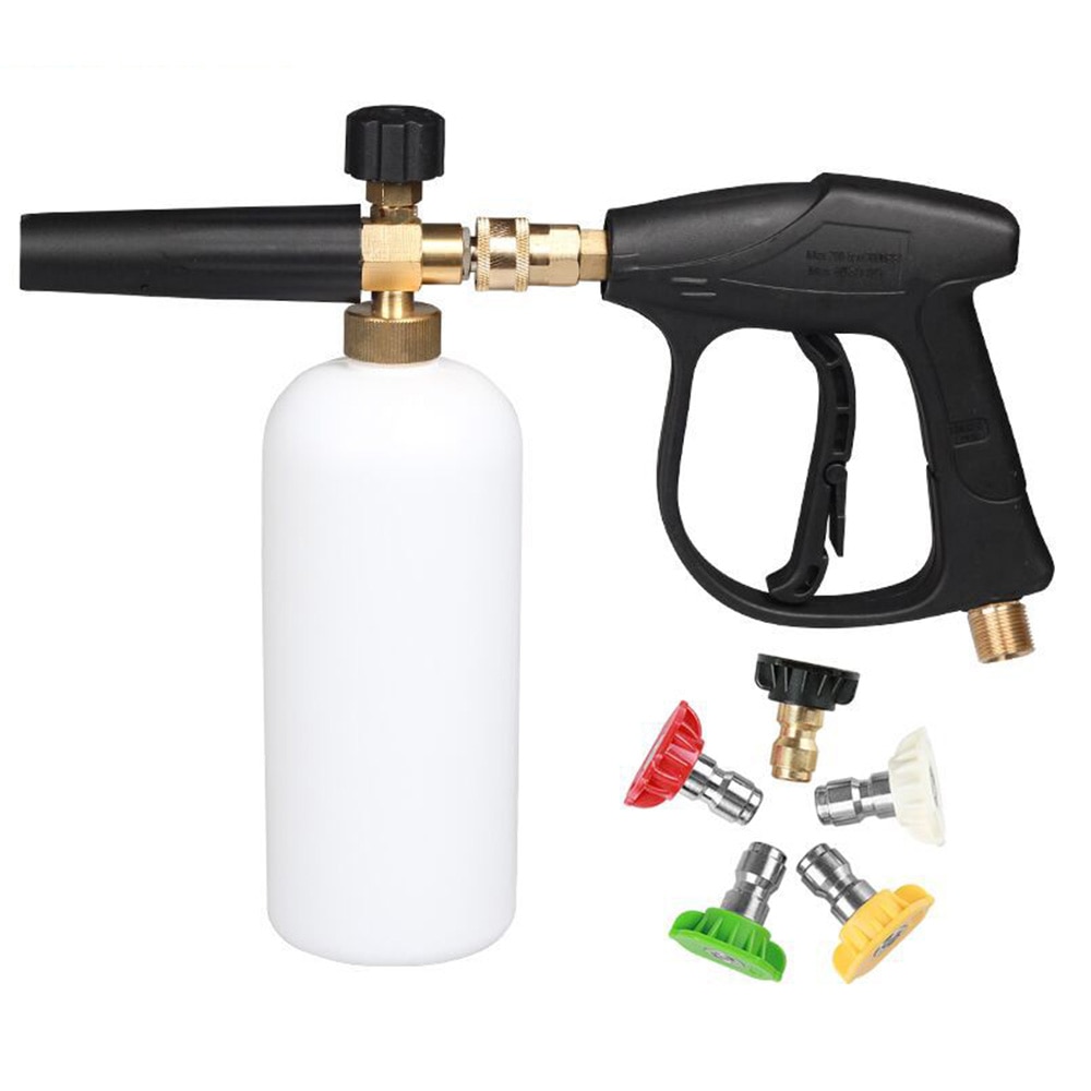 1L Car Washer Jet Adjustable Snow Foam Lance 1/4 Quick Release with 5 Nozzles for Car Washer Water Gun Cleaning Tools
