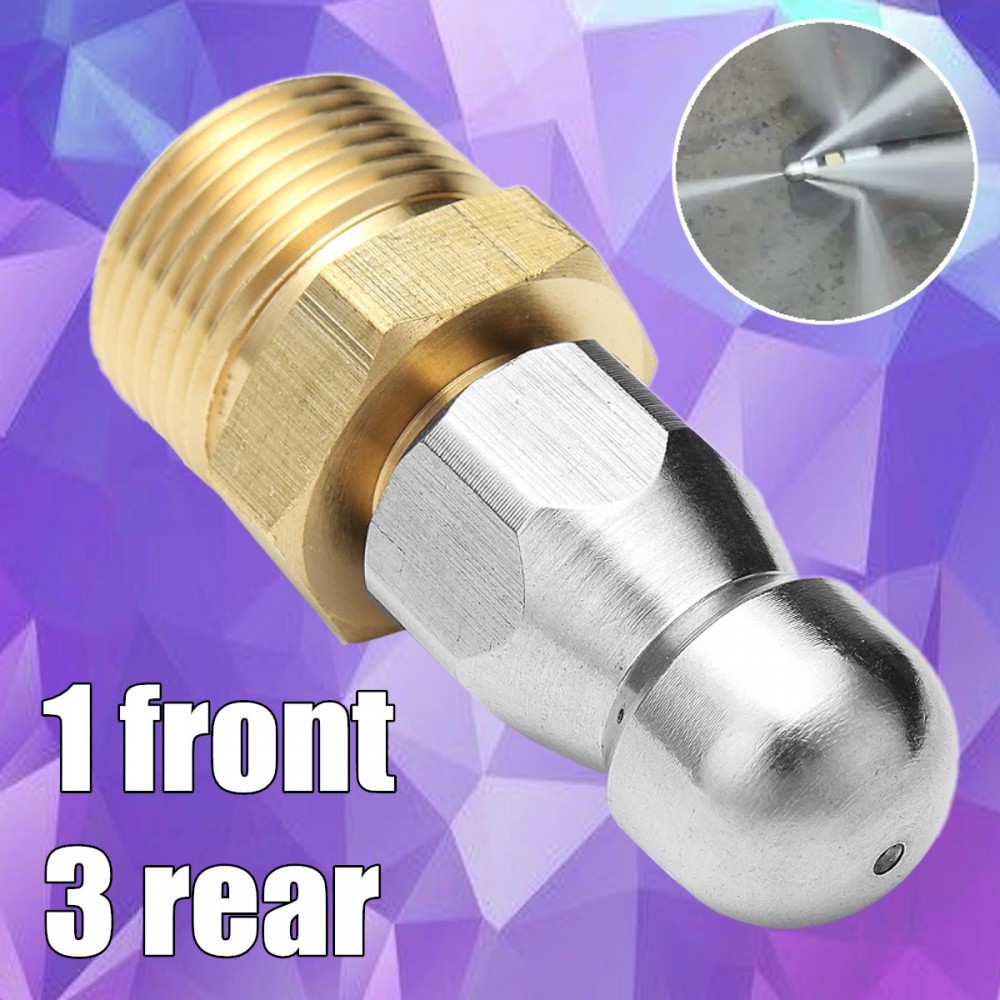 M22 F14 1 Front 3 Rear High Pressure Washer Drain Cleaning Pipe Dredge Nozzle