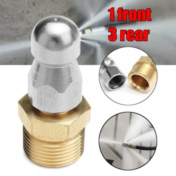 M22 F14 1 Front 3 Rear High Pressure Washer Drain Cleaning Pipe Dredge Nozzle