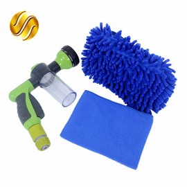 SALBEITECH Car High Pressure Foam Water Gun + Connector + Car Wash Gloves+ Car Cleaning Washing Cloth