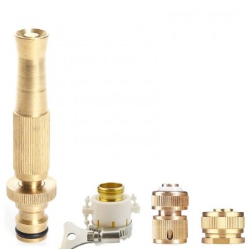 OPQR Ultimate Solid Brass Heavy Duty Adjustable Twist Hose Nozzle and Bonus Jet Sweeper Nozzle