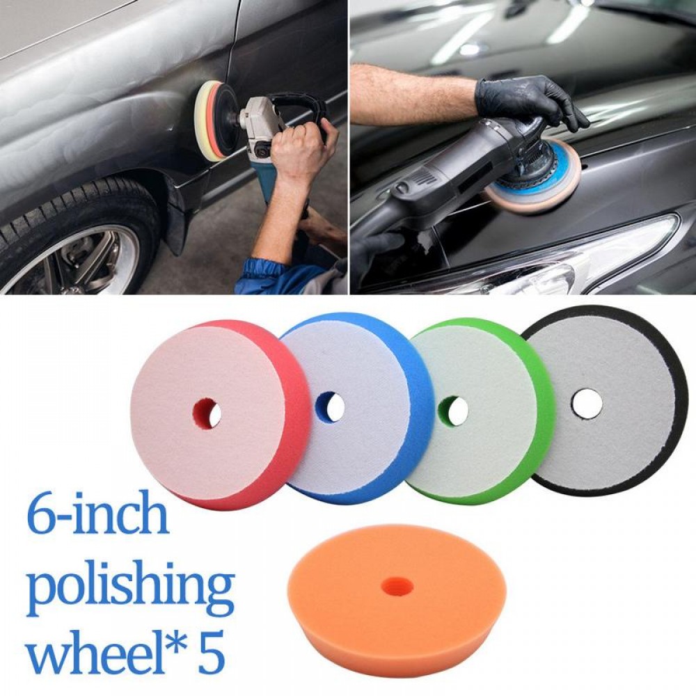 Car Polishing Sponge Wheel 6 Inch Polishing Disc - Oblique Edge Sponge 5 Inch Grinding Reduction Disk 5 Piece Set
