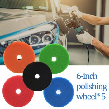 Car Polishing Sponge Wheel 6 Inch Polishing Disc - Oblique Edge Sponge 5 Inch Grinding Reduction Disk 5 Piece Set