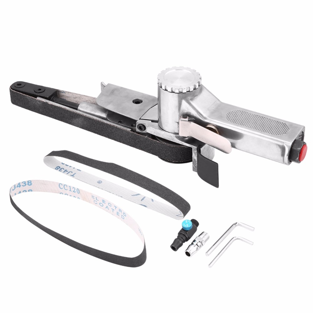 20mm Pneumatic Air Belt Sander Polisher Grinding Machine Tool For Air Compressor w/Sanding Belt Pneumatic Tool Polishing Sander