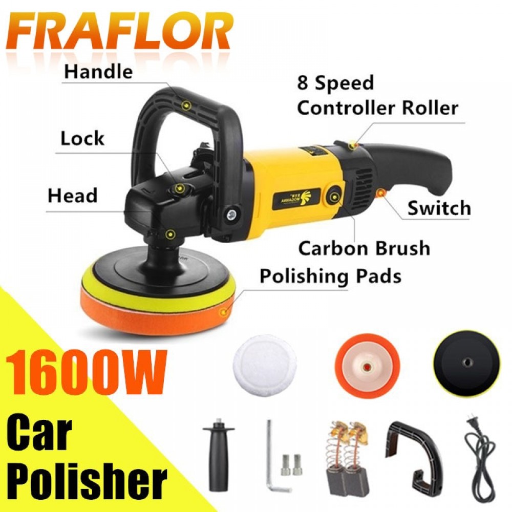 220V High Speed Car Polisher 6 Variable Speed 1600W High Power Car-polisher For Car Paint Care Polishing Waxing Free Pad Bonnet