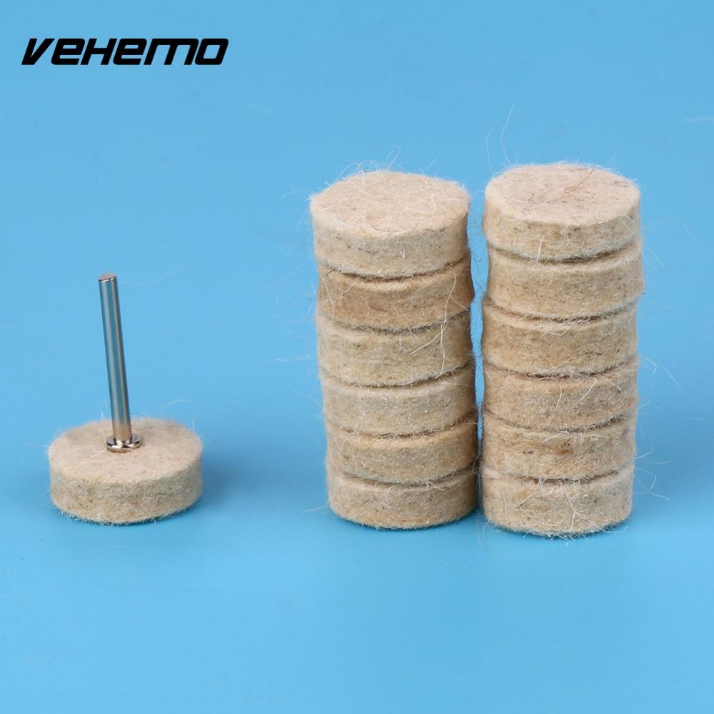 50Pcs 2.5cm Wool Felt Polishing Buffing Wheel Grinding Polishing Pad+2Pcs 3.2 mm Shanks for Rotary Tool Dremel Accessories