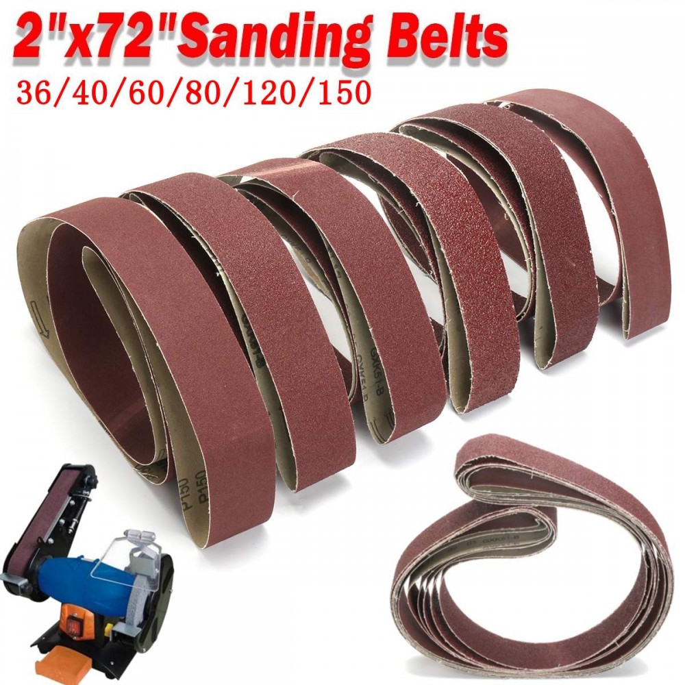 2 X 72 6Pcs/Set Sanding Belts 36/40/60/80/120/150 Grit Sander File Aluminium Polishing for Hard Metal Grinding