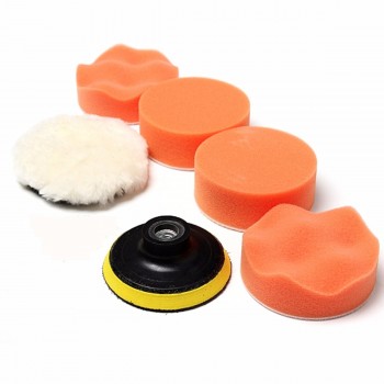 7pcs 3 High Gross Polishing Buffer Pad Set + Drill Adapter M14 - For Car polish
