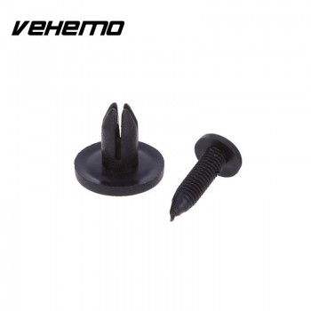 Vehemo  100Pcs 6mm Car Hole Plastic Rivet Fastener Bumper Car Parts Panel Trim Push Clips Black