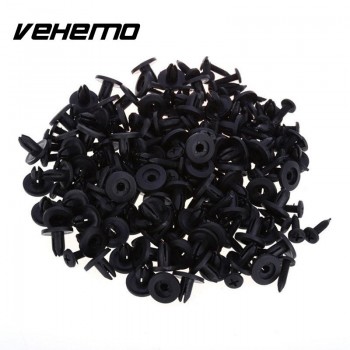 Vehemo  100Pcs 6mm Car Hole Plastic Rivet Fastener Bumper Car Parts Panel Trim Push Clips Black