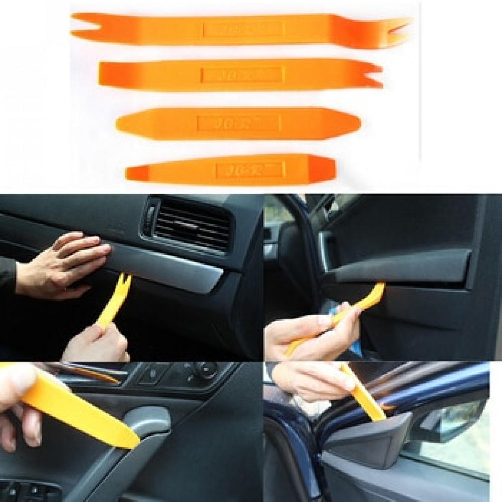 BU-Bauty free shipping new 4Pcs  Plastic  Pry Tool Kit Set Car Door Clip Panel Trim Dash Audio Stereo Radio Installation Removal