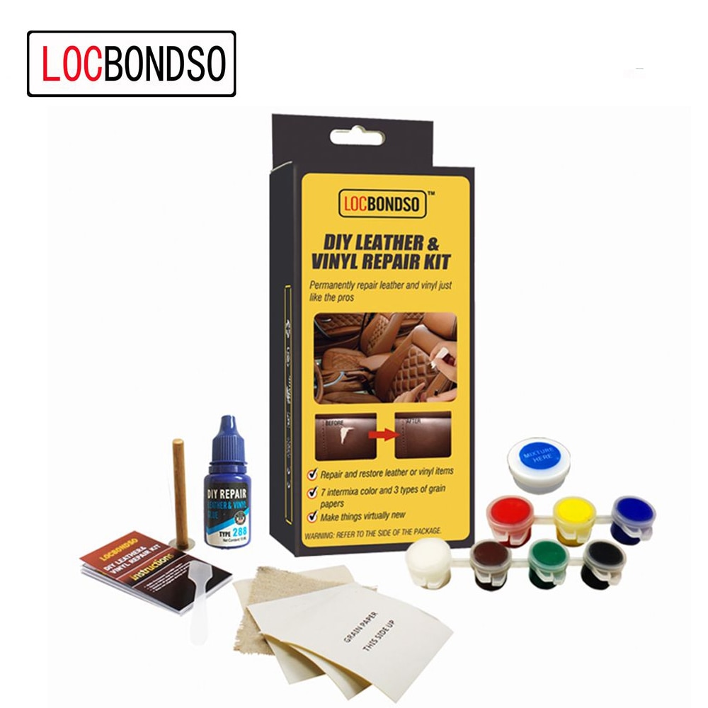 LocBondso 1 Set DIY Sofa Auto Car Seat Leather Upholstery Hole Burns No Heat Liquid Vinyl Glue Fix Rips Repair Tool Kit