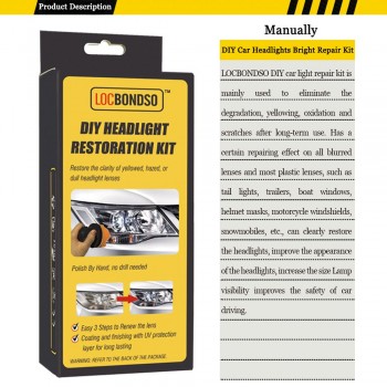 LocBondso 1 Set Auto Car Headlight Lens Restoration System Professional Vehicle Restorer Manually Repair Polishing Tools Kit