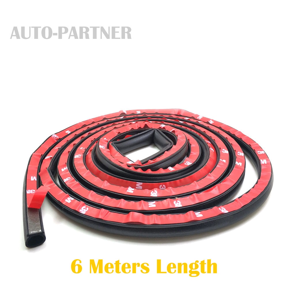 AUTO-PARTNER 6 Meters Big D Type car sound insulation sealing rubber strip anti Noise Rubber 3m Sticky Tape car door seal