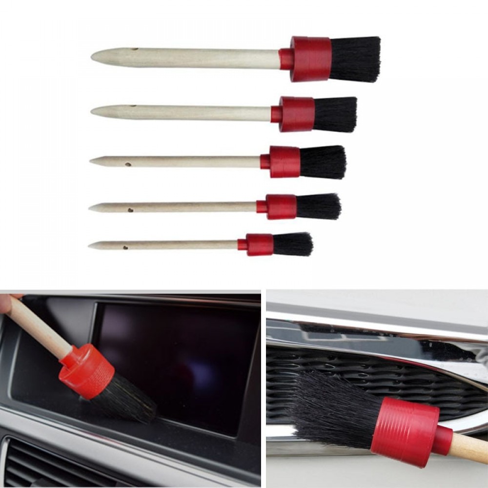 Youwinme 5pcs Car Air Vent Detailing Cleaning Brushes Washer Natural Boar Hair Brush Auto Dash Panel Cleaning Brushes Towel Set