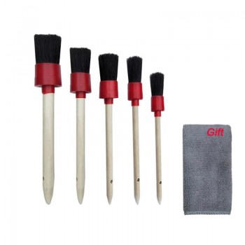 Youwinme 5pcs Car Air Vent Detailing Cleaning Brushes Washer Natural Boar Hair Brush Auto Dash Panel Cleaning Brushes Towel Set