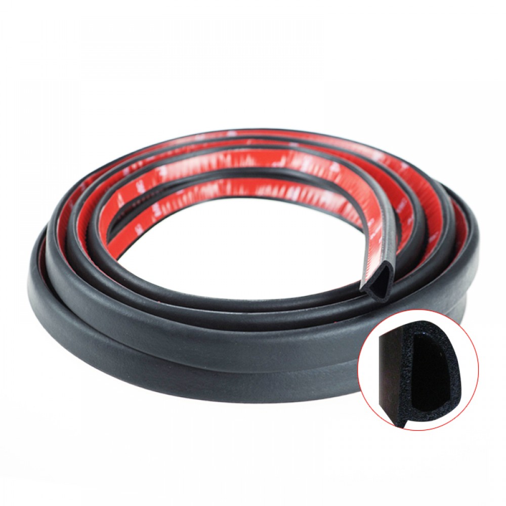 4 Meter Sloping D Type Adhesive Car Rubber Seal Stickers Sound Insulation Car Door Sealing Strip Weatherstrip Edge Trim