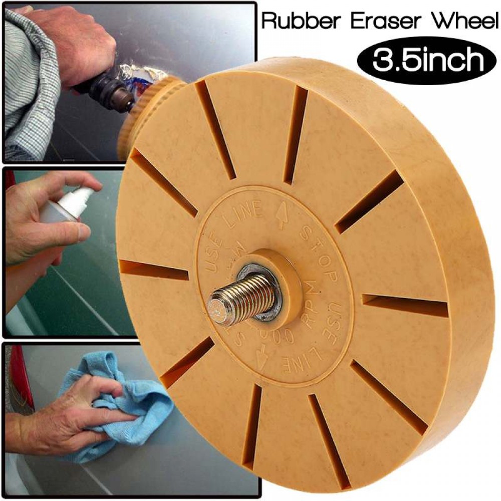 Audew 3.5 Inch Durable Rubber Eraser Wheel For Remove Car Glue Adhesive Sticker Pinstripe Decal Graphic Auto Repair Paint Tool