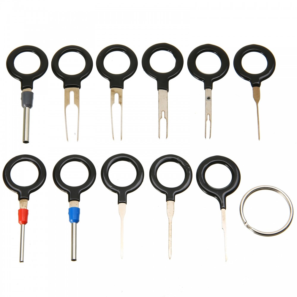 MAYITR 11pcs/set Car Electrical Terminal Removal Key Aluminum Alloy Wiring Crimp Connector Pin Removal Key Tool Kit