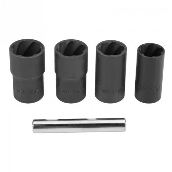 5Pcs Twist Socket Set Locking Wheel Nut Bolt Stud Extractor Removers 17mm 19mm 21mm 22mm Socket carbon steel Car Accessories New