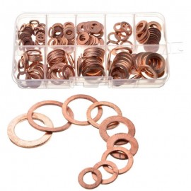 MR CARTOOL 200pcs Solid Copper Washer M5-M14 Flat Ring Sump Plug Oil Seal Assorted Set Box Washers Car Accessories Kit