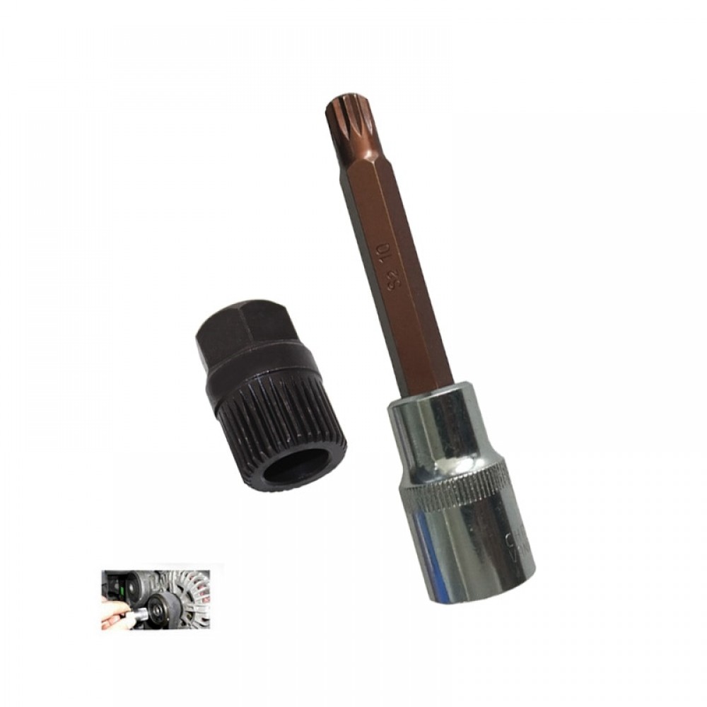 M10 Alternator Pulley Socket Bit With 33 Teeth Tool Alternator Pulley Center Bolt Remover Socket