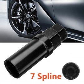 Black 7 Sided Spline Tuner Lug Nut Locking Socket Key Removal Steel Tool