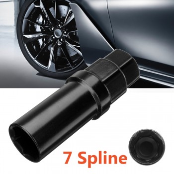 Black 7 Sided Spline Tuner Lug Nut Locking Socket Key Removal Steel Tool