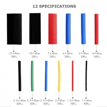 560pcs Heat Shrink Tube Electric Insulation Wrap Cable Sleeve 12 sizes Splice 2:1 Electrical Wire Assortment Terminal Kit + Box