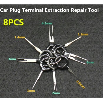 8 pcs Auto Car Plug Circuit Board Wire Harness Terminal Extraction Pick Connector Crimp Pin Back Needle Remove Tool Set