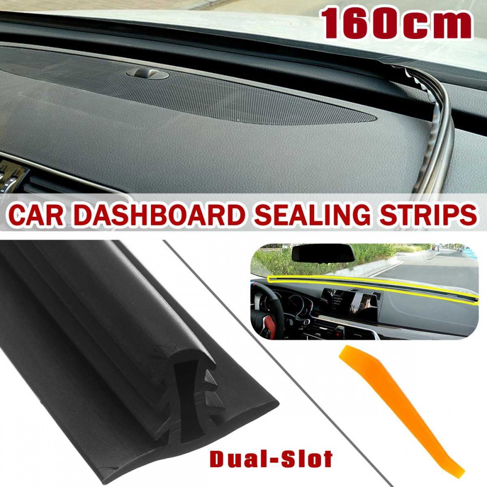 Universal Rubber 160cm Adhesive Car Dashboard Windshield Sealing Strips Styling Stickers Sound Insulation Weatherstrip Edge Trim
