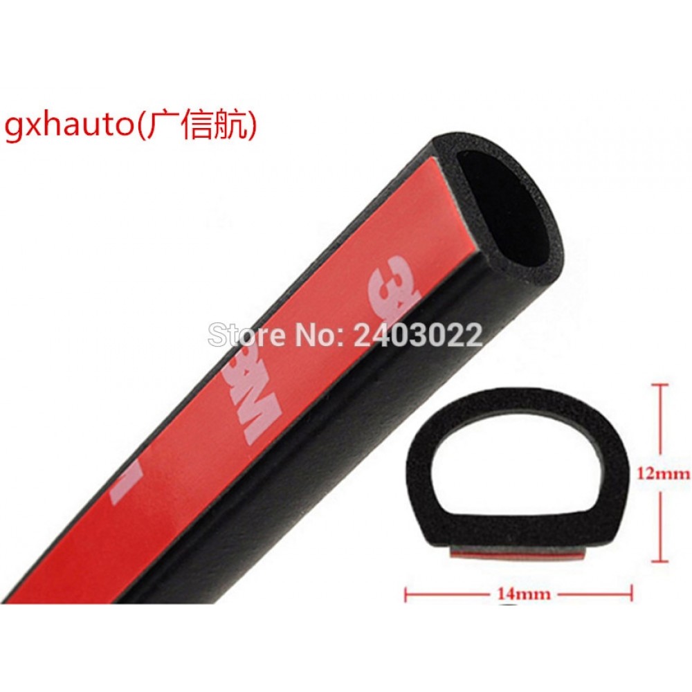 8 Meter Big D(14mm*12mm) Type 3M Car Motor Door Seal Strip Weatherstrip Rubber Seal Sound Insulation Weatherstrip Seals Hollow