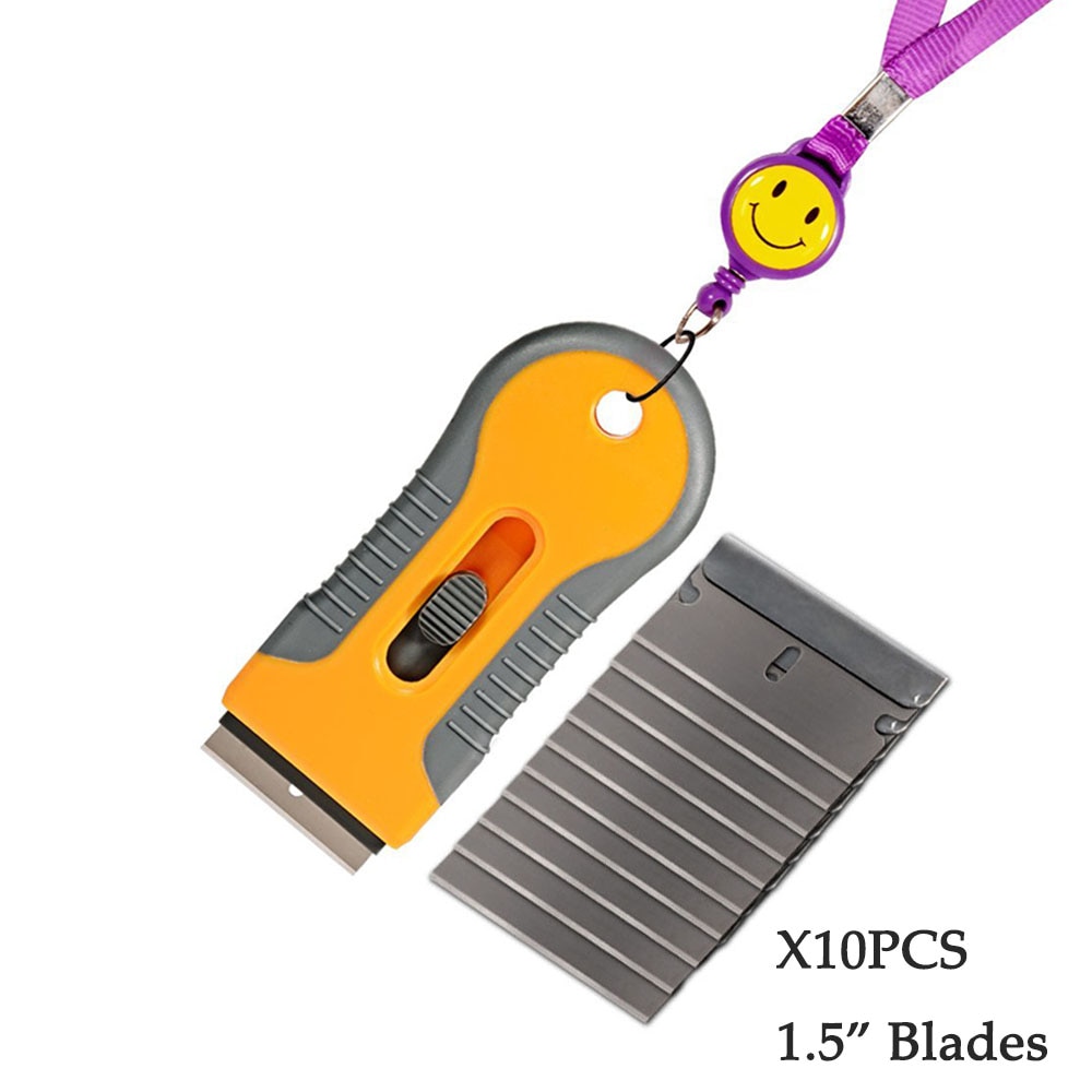 EHDIS Razor Scraper With 10pcs Steel Blades Knife Tinting Tools Auto Car Sticker Squeegee Window Vinyl Film Glue Remover Scraper