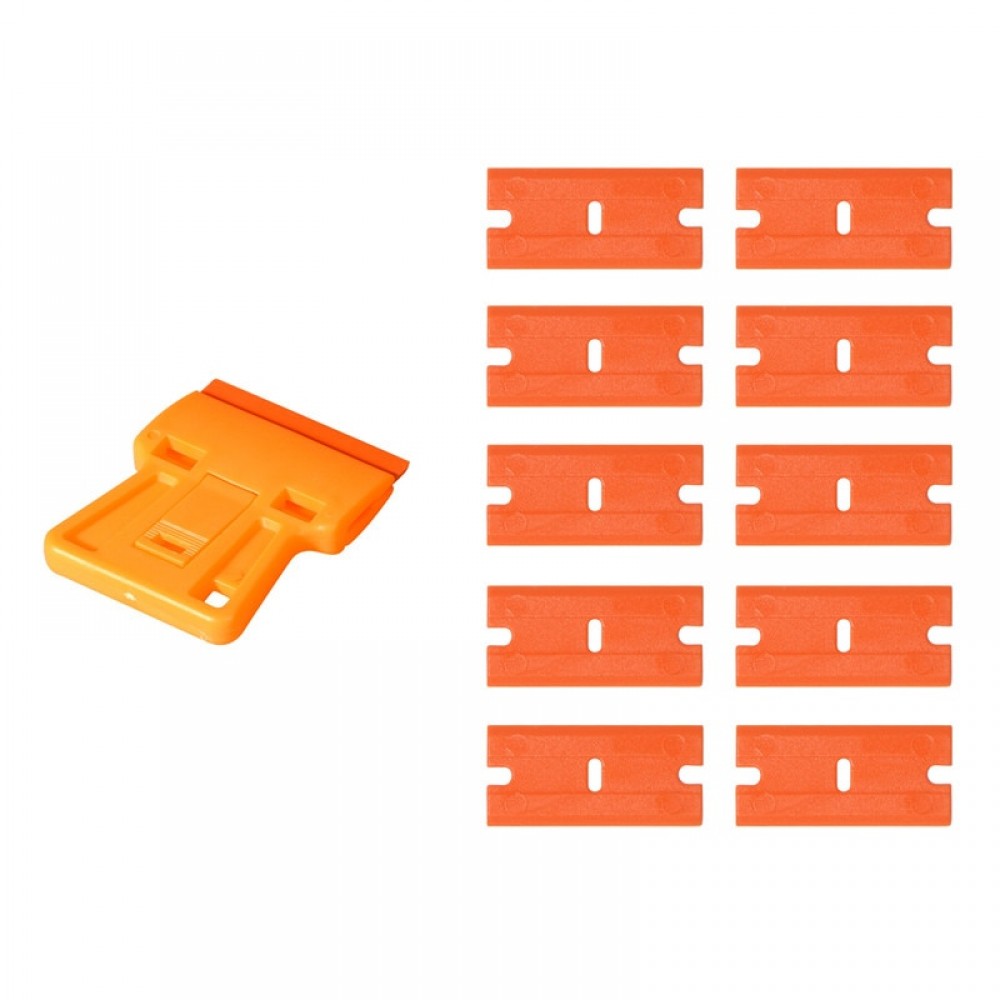 EHDIS Window Cleaning Squeegee Razor Scraper+10pcs Plastic Blade Car Tinting Tools Car Sticker Film Glue Remover Vinyl Wrap Tool