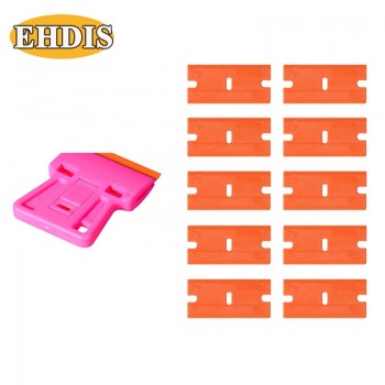 EHDIS Window Cleaning Squeegee Razor Scraper+10pcs Plastic Blade Car Tinting Tools Car Sticker Film Glue Remover Vinyl Wrap Tool