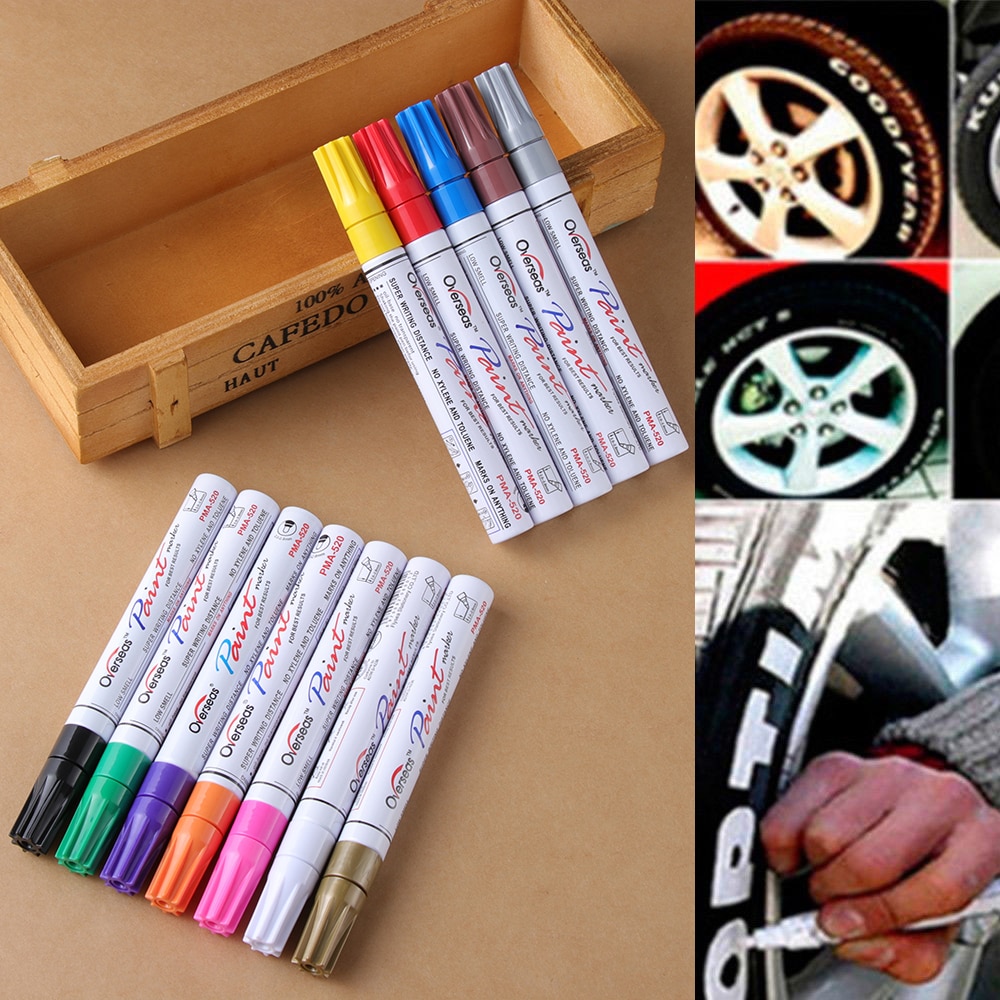 1 Pc Color Metal Oil Rubber Tread Car Tyre Waterproof Paint Marker Pen Set Permanent Car Tyre Tread Environmental Tire Painting