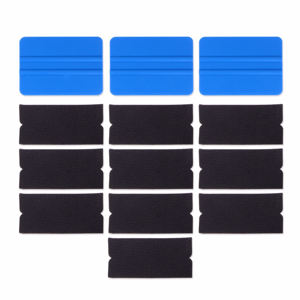 EHDIS Vinyl Car Film Wrap Tool 3pcs Blue Plastic Squeegee+10pcs Fabric Felt Window Tint Scraper Household Car Cleaning Tools