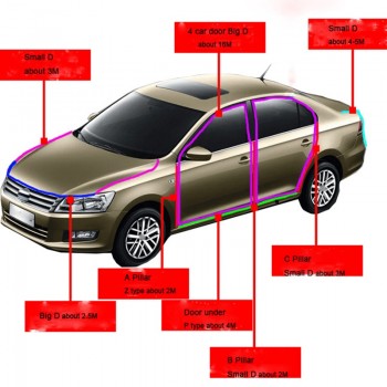 4Meter Car Door Seal Strip Stickers Anti-Dust Soundproof Sealing Big D Z P Type Noise Insulation Auto Interior Accessories Goods