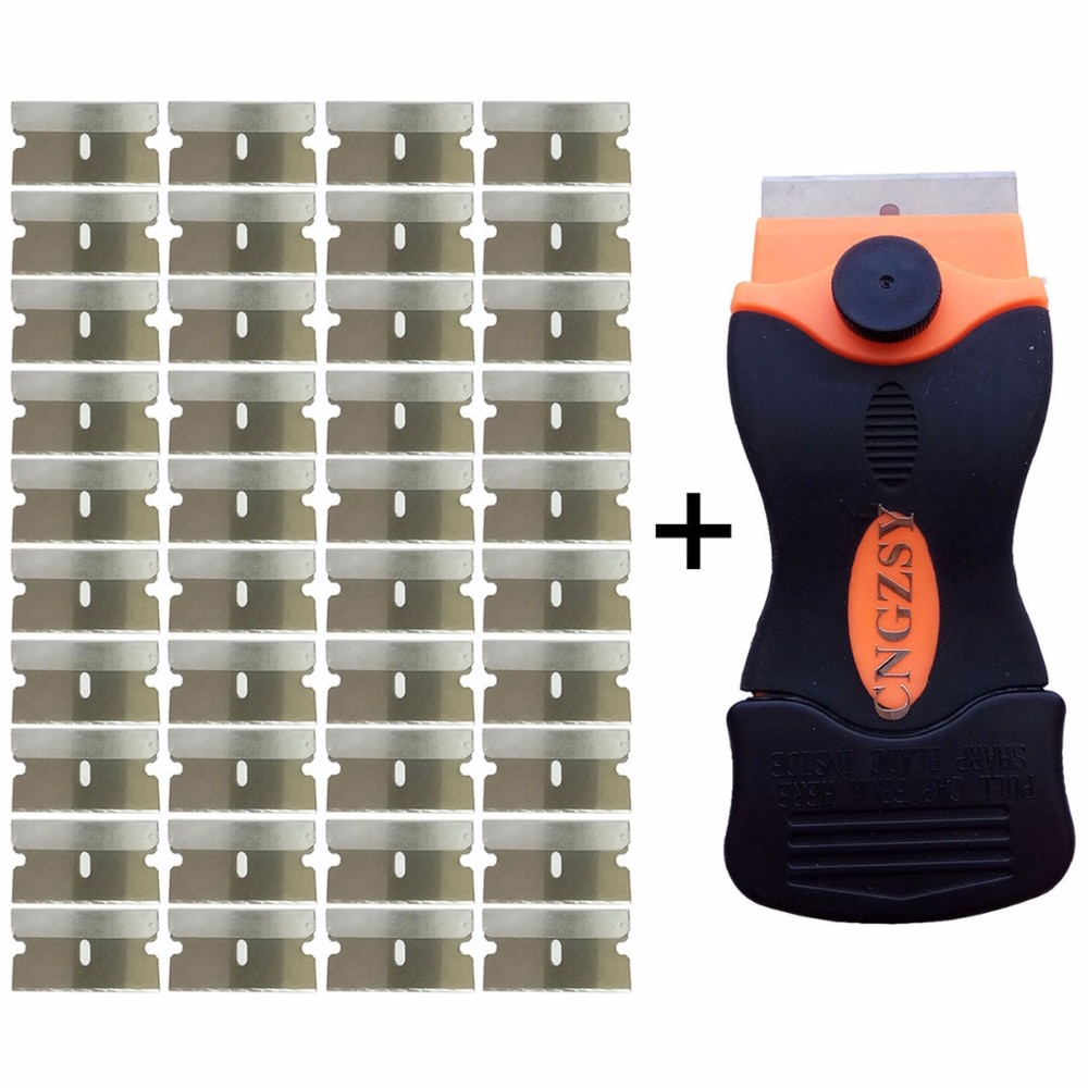 CNGZSY Glue Sticker Cleaning Scraper Knife Glass Shovel Oven Ceramic Spatula 40pcs 1.5 Razor Blades Mobile Screen Tools E12+40M