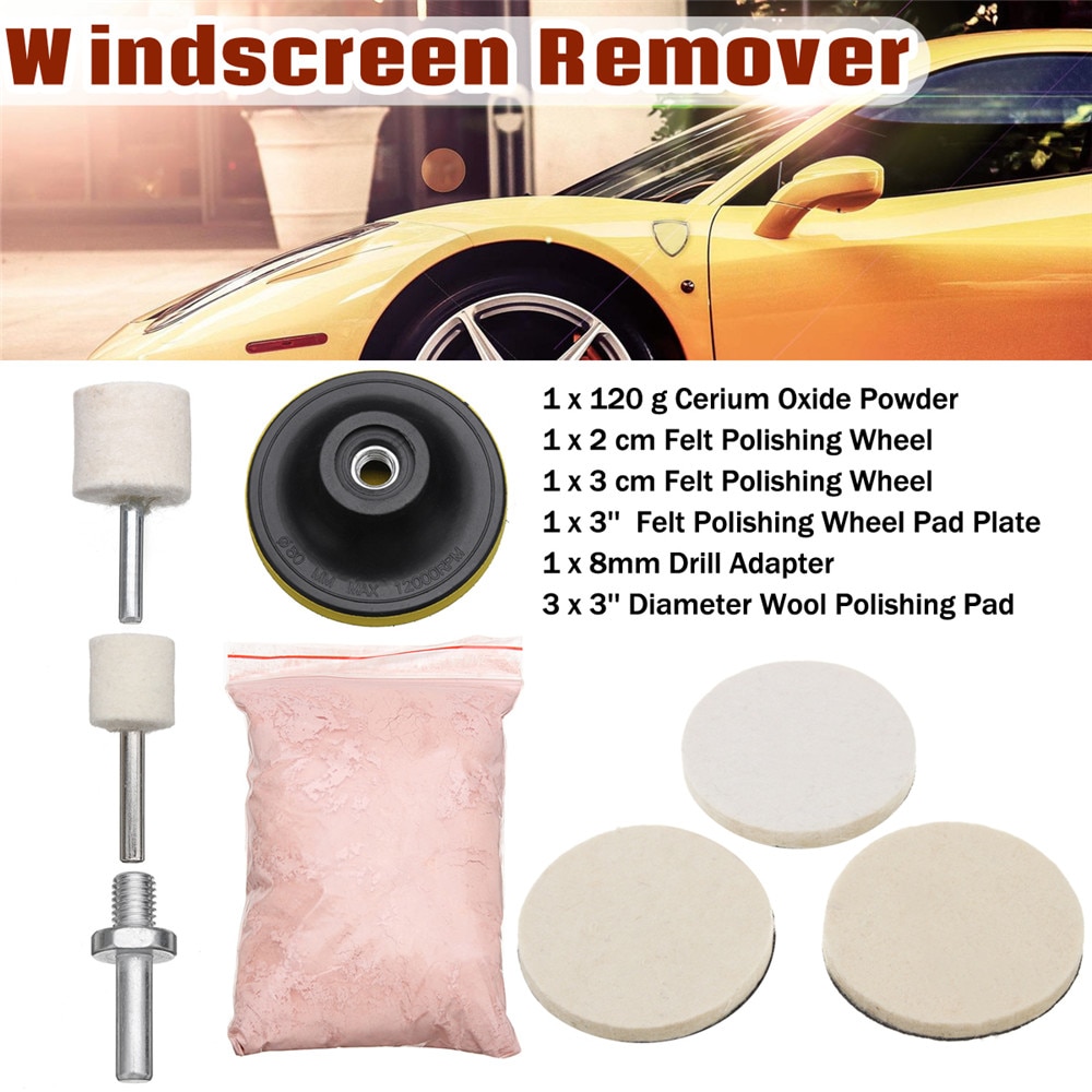 8Pcs 120g Cerium Oxide Glass Polishing Powder Kit For Deep Scratch Remover for Windscreen Windows Glass Cleaning Scratch Removal