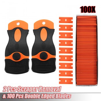 Car Wrap Vinyl Tools Kit DIY  Window maintenance tools 100 Pcs Plastic Double Edged Razor Blades amp; 2 Pc Scraper Removal