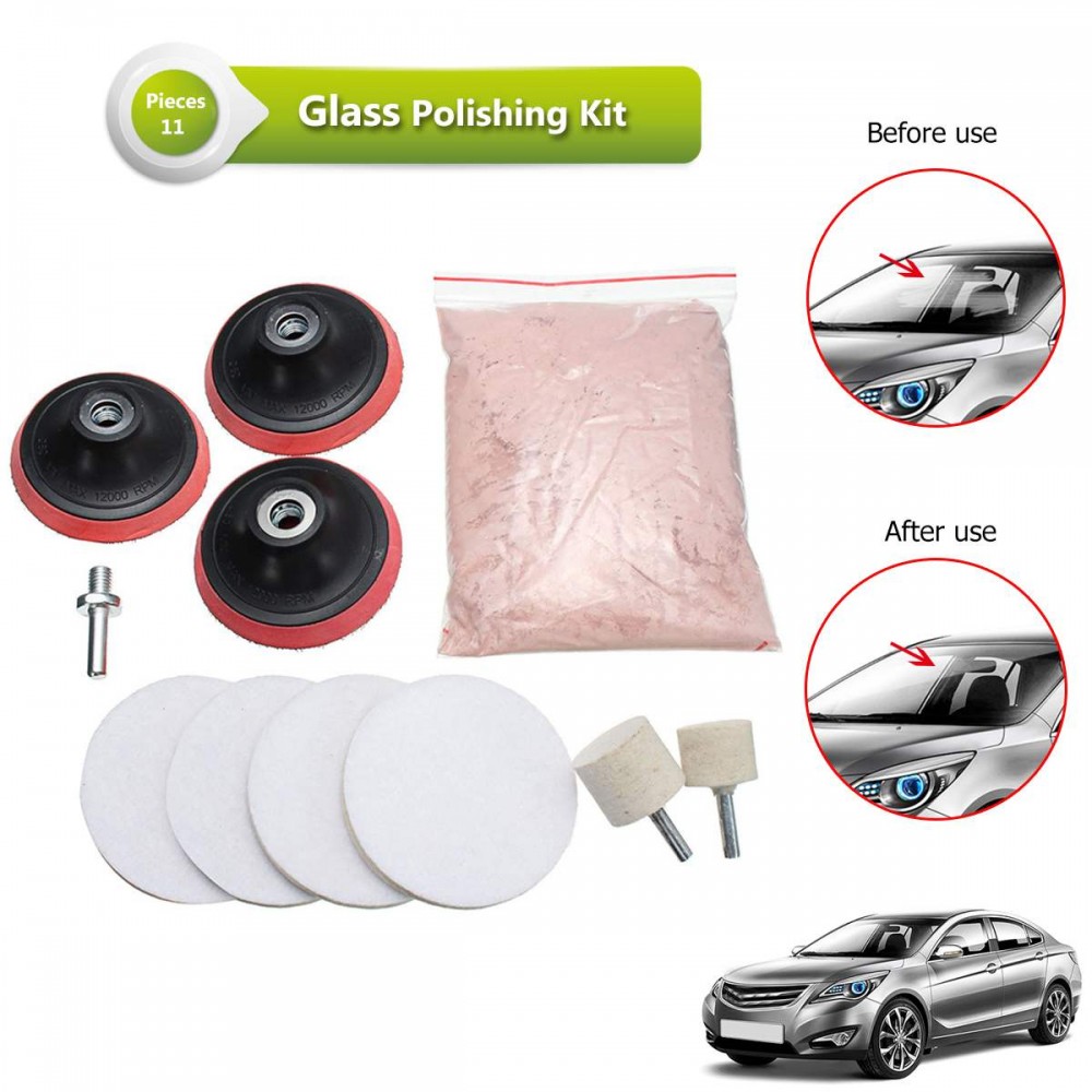 11Pcs Universal Car Windscreen Window Scratch Repair Remover Glass Polishing Powder Pad Wheel Polishing Grinding Materials Set