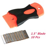 1pcs Old Film Glue Removal Razor Scraper Spatula amp; 10 Single Edge 1.5inch Razor Blade Tools