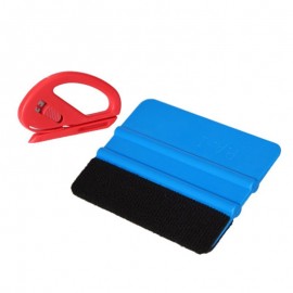 2 in 1 Auto Car Window Vinyl Film Wrap Installation Application Tools Kit  Flannel 3M square blue scraper New